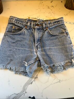 Levi's vintage orange tab Light Blue Distressed Denim Cutoff Shorts